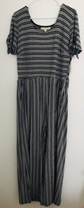 Rewind Juniors' Ribbed Knit Jumpsuit Striped Black