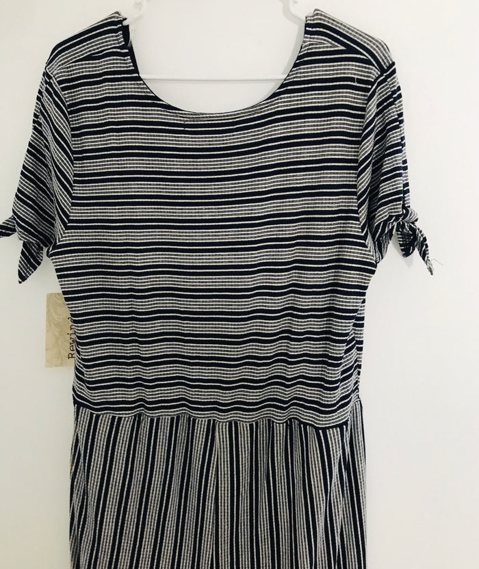 Rewind Juniors' Ribbed Knit Jumpsuit Striped Black