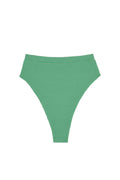 Flat lay front of Riviera Bottom in Pond Crinkle showing high waist, high-cut leg and crinkle texture on white background