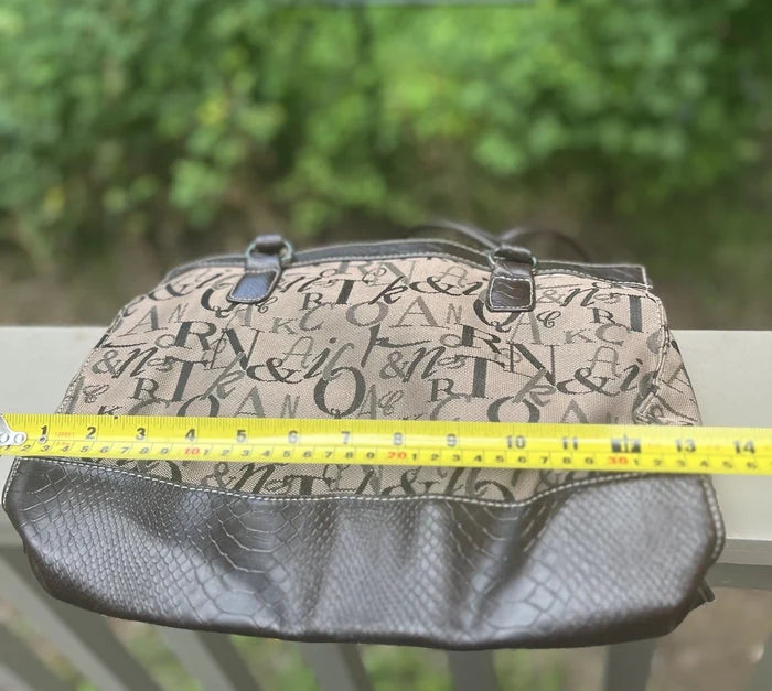 Sag Harbor Brown Handbag Purse – Leather Bottom with Letter Design Women's Bag