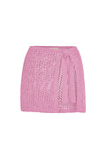 Front view of Santa Marta Sarong Moonlight petit crochet showing adjustable wrap tie and open-knit sheer knit on white background