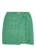Front view of Santa Marta Sarong in Pond petit crochet showing open-knit texture and wrap-tie on white background