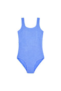 Front view of Sardinia One Piece in Pool Crinkle showing crinkle texture, scoop neckline and regular straps on white background