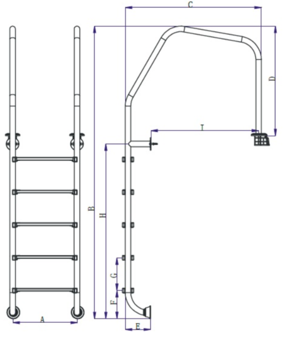 Scara piscina gratar perimetral din inox cu 3 trepte OF315-S