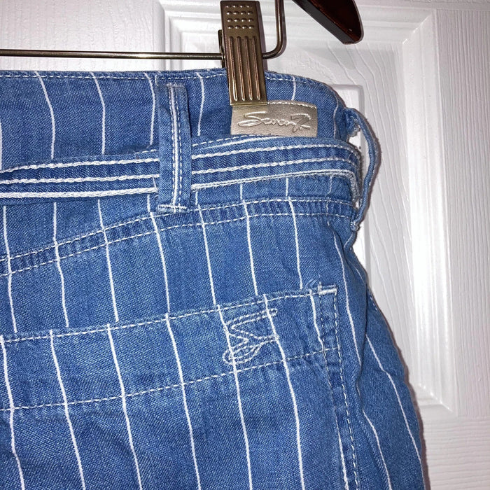 Seven7 Belted Crop Wide Leg PinStripe Jeans