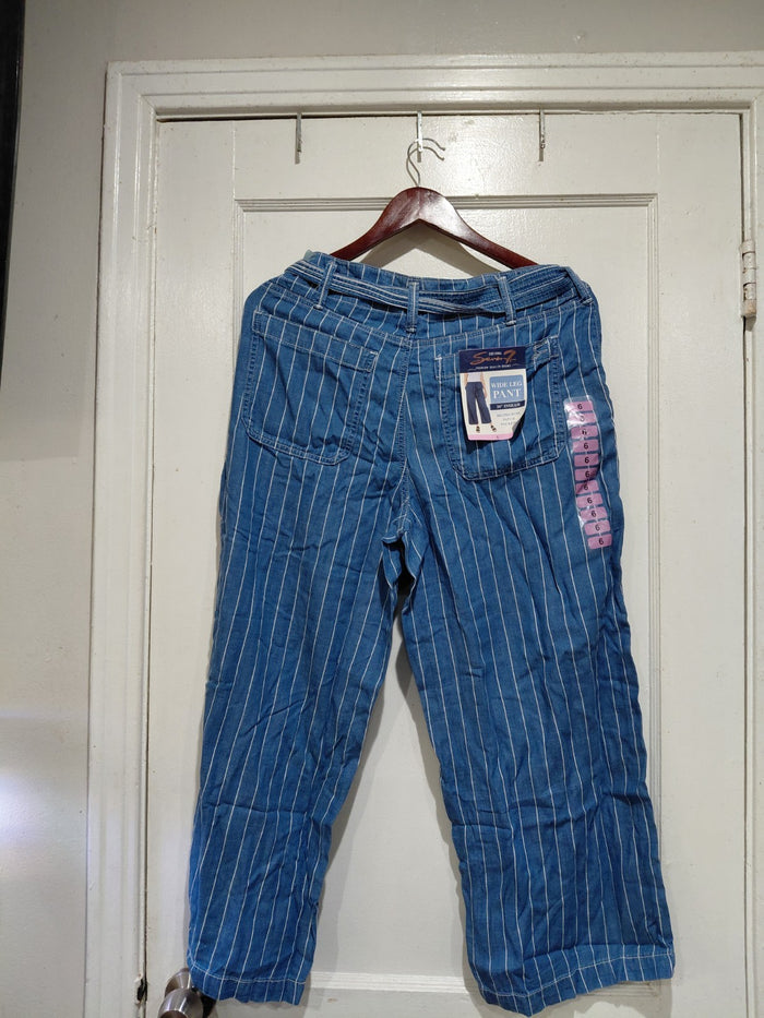 Seven7 Belted Crop Wide Leg PinStripe Jeans