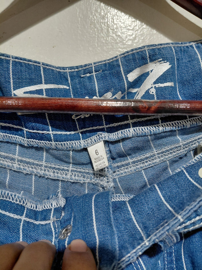 Seven7 Belted Crop Wide Leg PinStripe Jeans