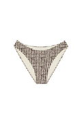 Front view of Seychelles Bottom in black gingham, mid-rise with moderate coverage, lined crinkle fabric on white background