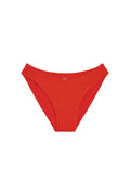 Front view of Seychelles Bottom in Chili Pepper Crinkle, textured fabric, modest mid-rise coverage, white background