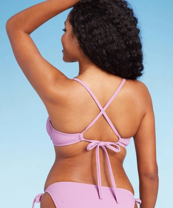 Shade & Shore Women's Crepe Ring Detail Continuous Underwire Bikini Top 34C
