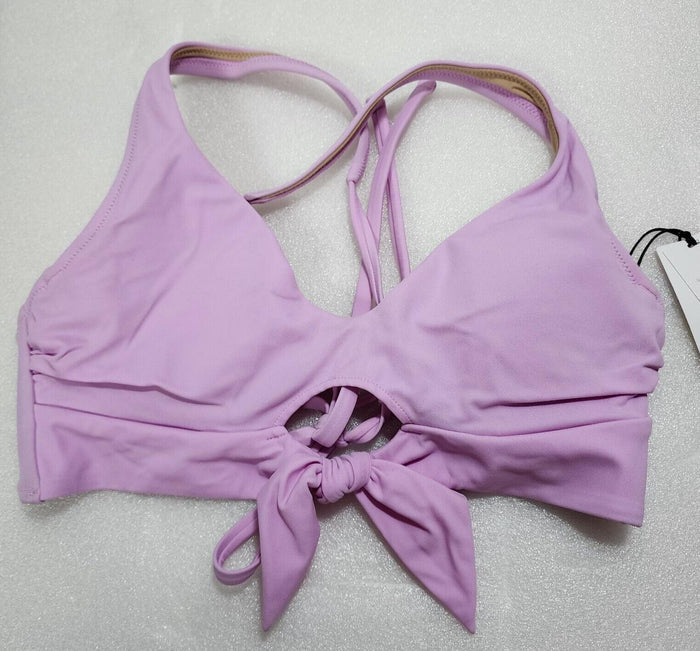 Shade & Shore Women's Tie-Front Bralette Bikini Top, Light Purple, 32B
