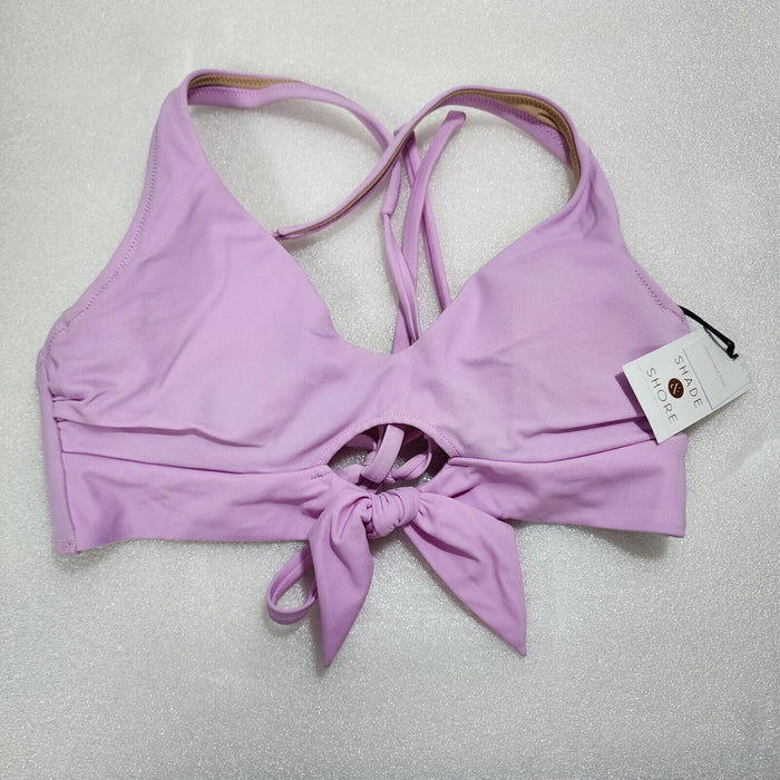 Shade & Shore Women's Tie-Front Bralette Bikini Top, Light Purple, 32B