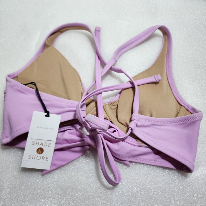 Shade & Shore Women's Tie-Front Bralette Bikini Top, Light Purple, 32B