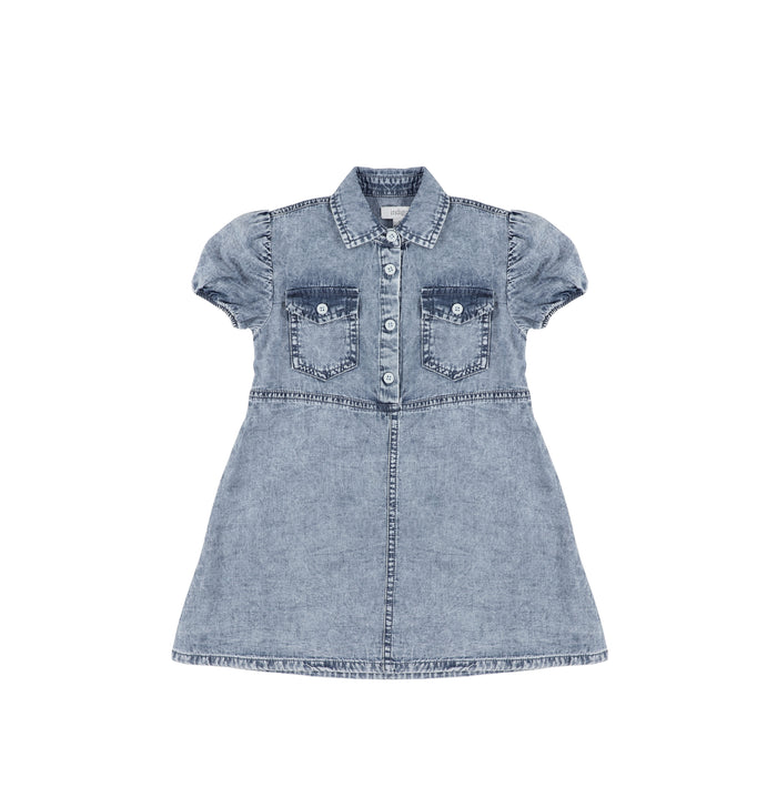 SHORT SLEEVES ACID WASH DRESS