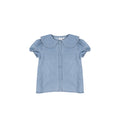 SHORT SLEEVES CHAMBRAY COLLAR TOP