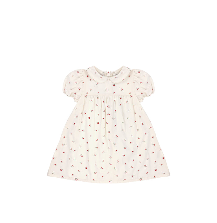 SHORT SLEEVES COLLAR CHERRY DRESS