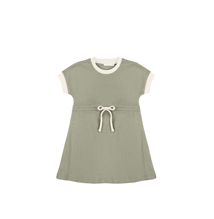 SHORT SLEEVES CONTRAST TRIM DRESS