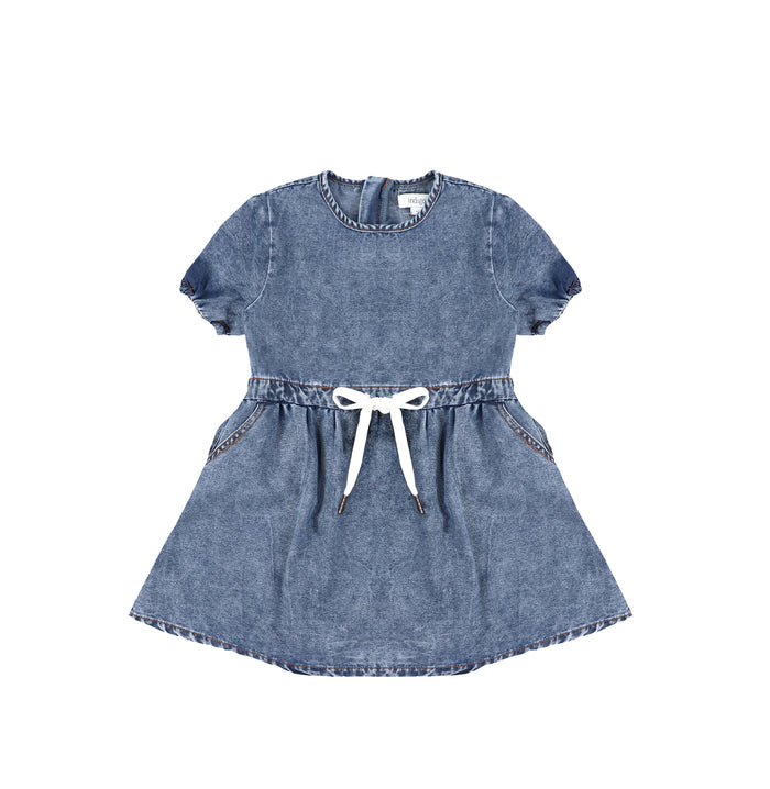 SHORT SLEEVES DRAWSTRING DRESS