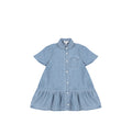 SHORT SLEEVES DROP RUFFLE POCKET DRESS