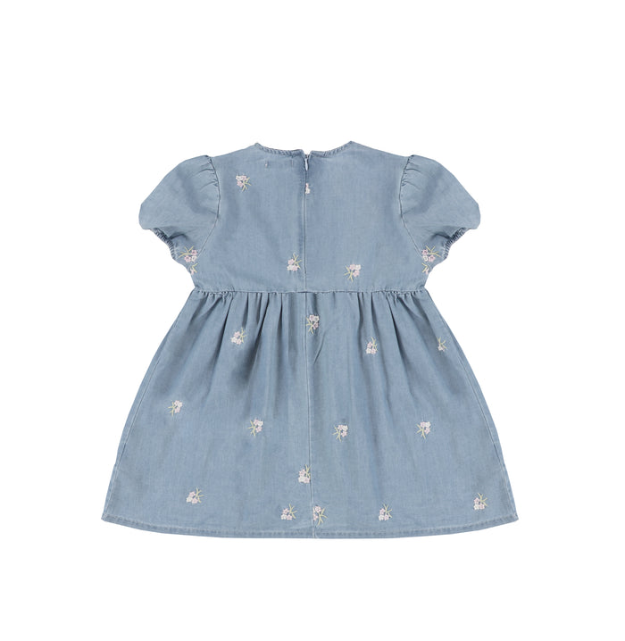 SHORT SLEEVES EMBROIDERED FLOWER DRESS