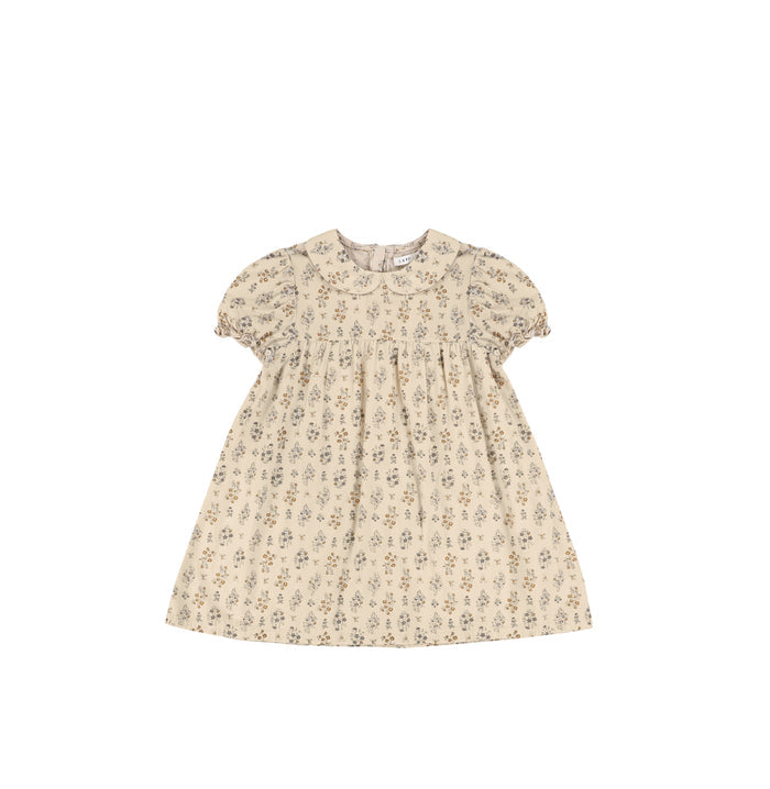 SHORT SLEEVES FLORAL COLLAR DRESS