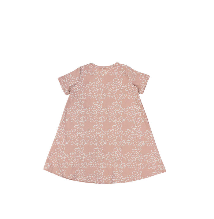 SHORT SLEEVES GEOMETRIC FLOWER DRESS