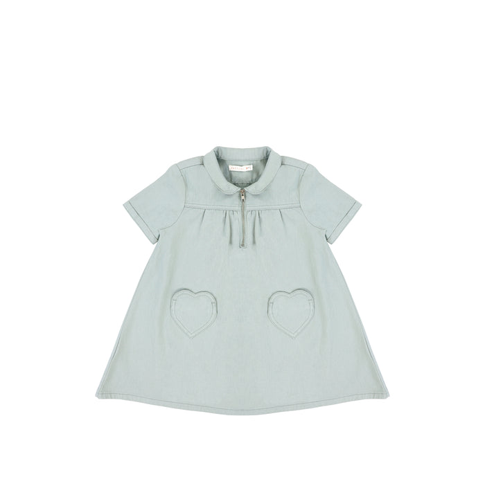 SHORT SLEEVES HEART POCKET DRESS