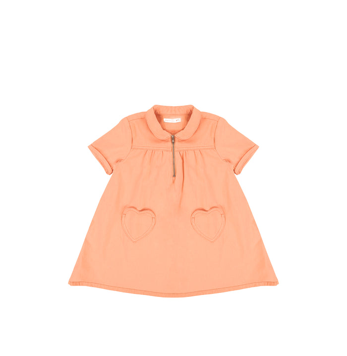 SHORT SLEEVES HEART POCKET DRESS