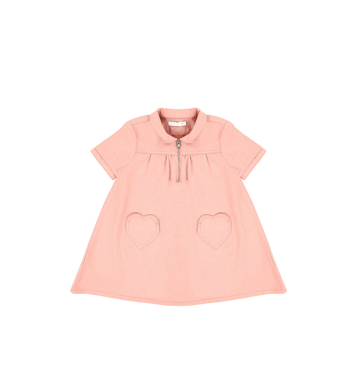 SHORT SLEEVES HEART POCKET DRESS