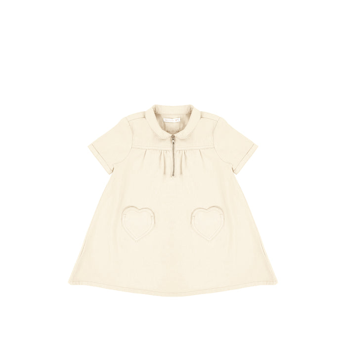 SHORT SLEEVES HEART POCKET DRESS