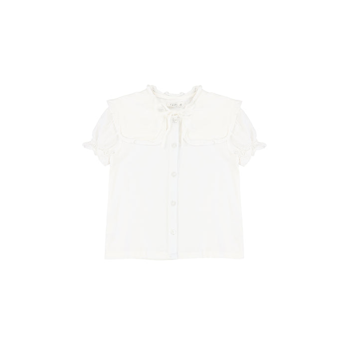 SHORT SLEEVES LINEN COLLAR BLOUSE