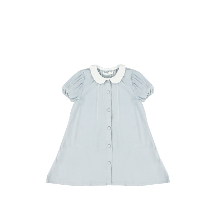 SHORT SLEEVES LINEN COLLAR DRESS