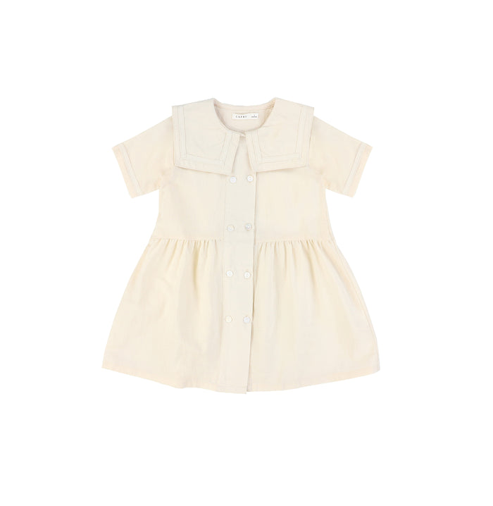 SHORT SLEEVES LINEN DOUBLE BUTTON DRESS