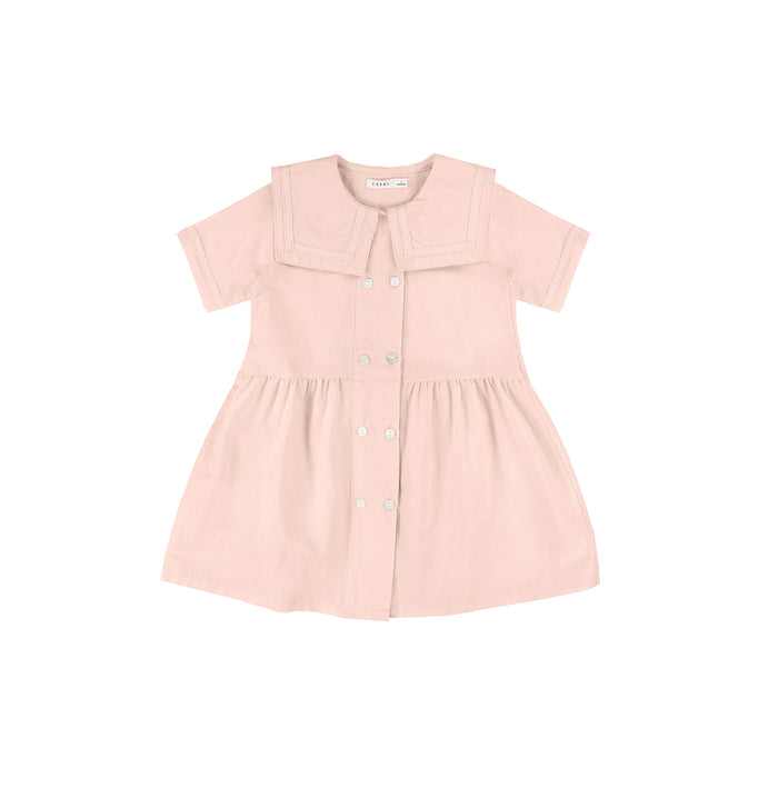 SHORT SLEEVES LINEN DOUBLE BUTTON DRESS