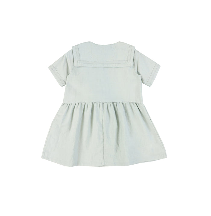 SHORT SLEEVES LINEN DOUBLE BUTTON DRESS