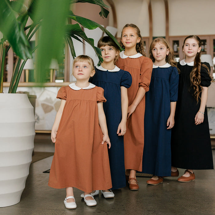 SHORT SLEEVES PETER PAN POPLIN MAXI