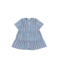 SHORT SLEEVES RED STRIPE TIERED DRESS