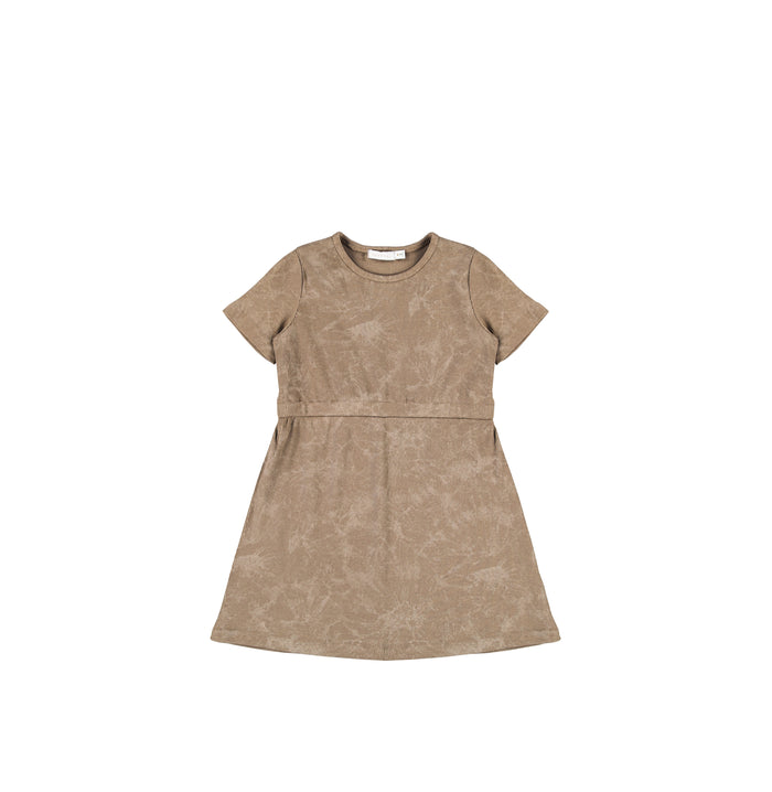 SHORT SLEEVES RIBBED WASH DRESS