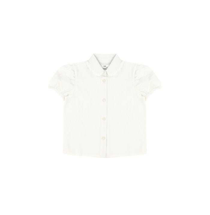 SHORT SLEEVES RUFFLE COLLAR BLOUSE