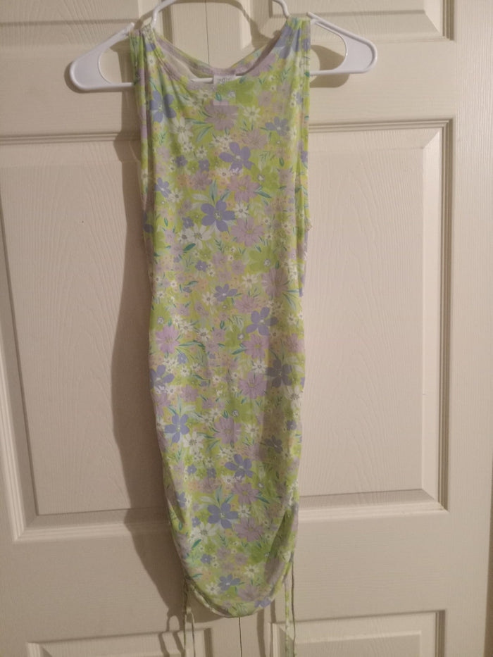 Small (4-6) Women's Mesh Drawstring Ruched Sleeveless Cover up Dress Wild Fable