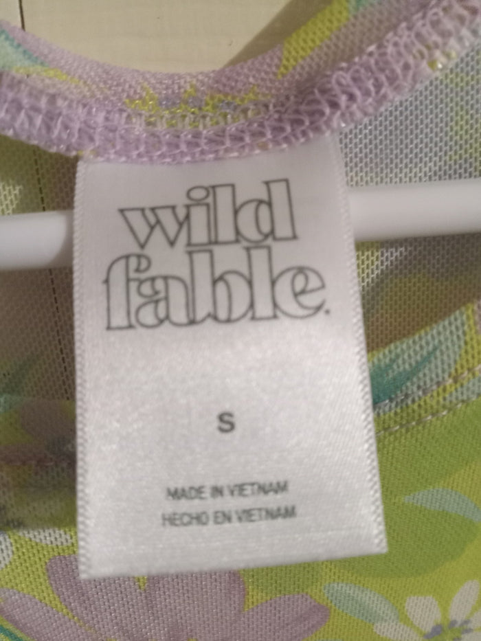Small (4-6) Women's Mesh Drawstring Ruched Sleeveless Cover up Dress Wild Fable
