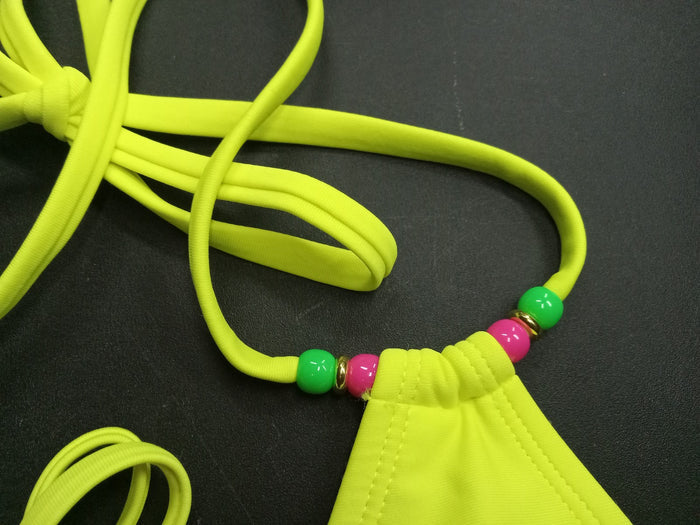 Small (4/6) Women's Beaded Wrap Triangle Bikini Top - Wild Fable™ Yellow