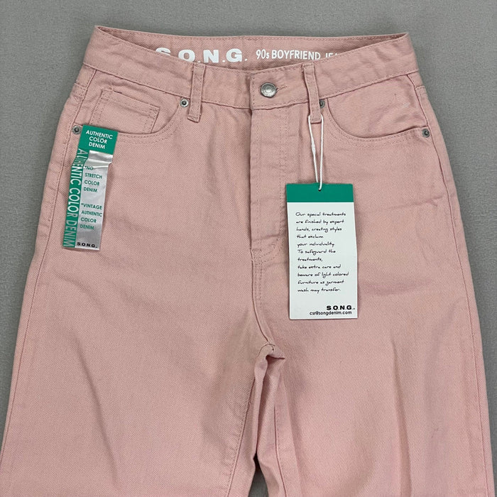 Song 90s Boyfriend Jeans Womens 5/27 Pink Loose Fit High Rise