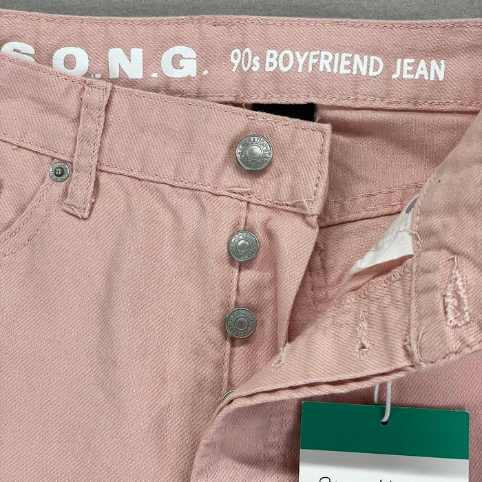 Song 90s Boyfriend Jeans Womens 5/27 Pink Loose Fit High Rise