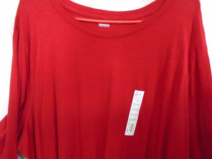 Sonoma Inviting RED Classic Long Sleeve Crew Neck TEE Plus
