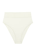 Cream high-waist bikini bottom with fold-over waistband
