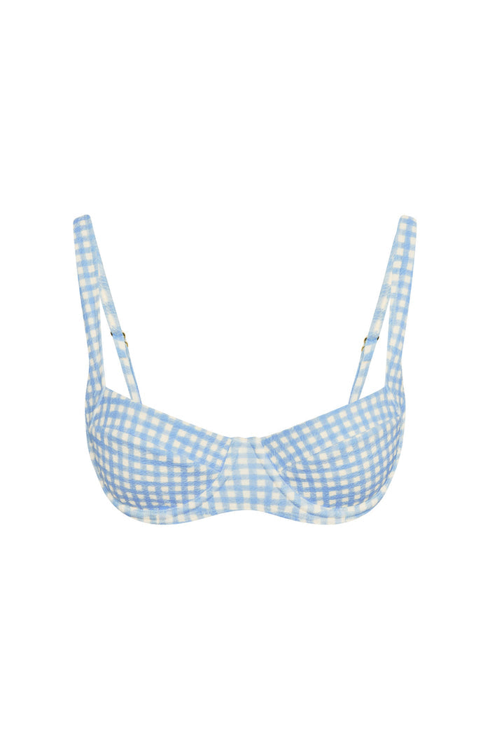 Sorrento Top - Sky Gingham