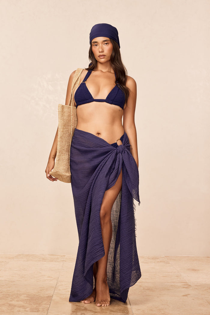 St. Tropez Sarong - Midnight Crinkle Linen
