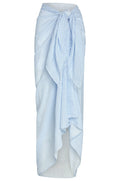 St. Tropez Sarong - Sky Gingham Crinkle Linen
