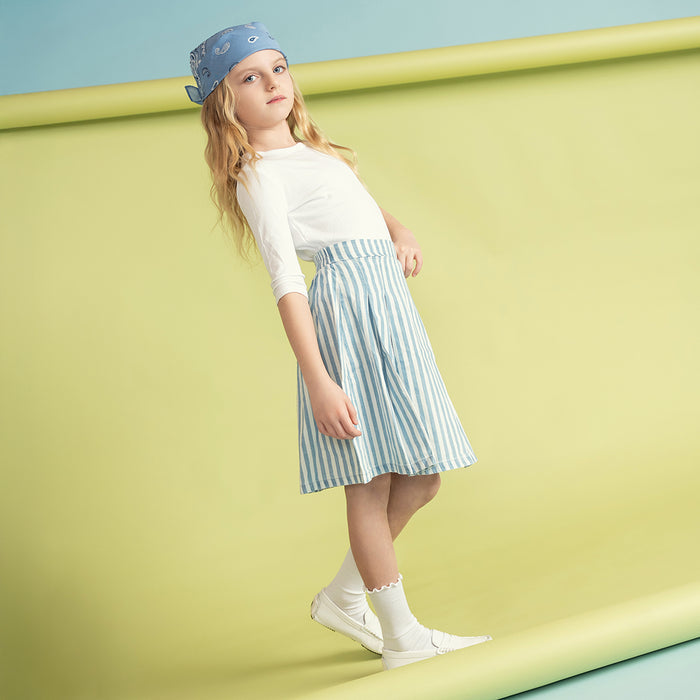 STRIPE PLEATED SKIRT